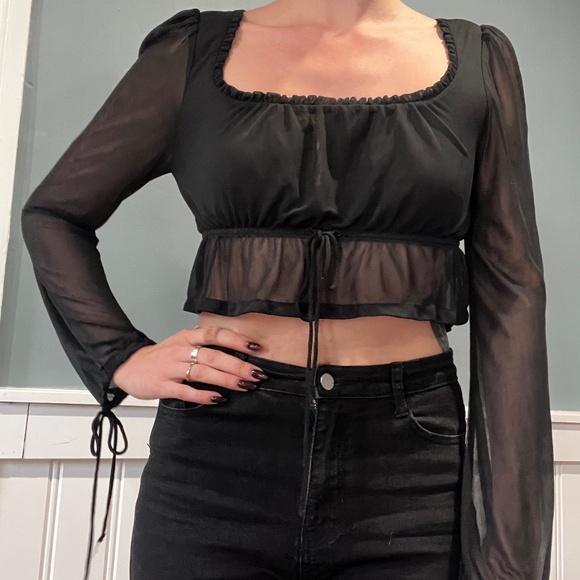 Express vintage long sleeve crop top - S/M - Picture 1 of 4